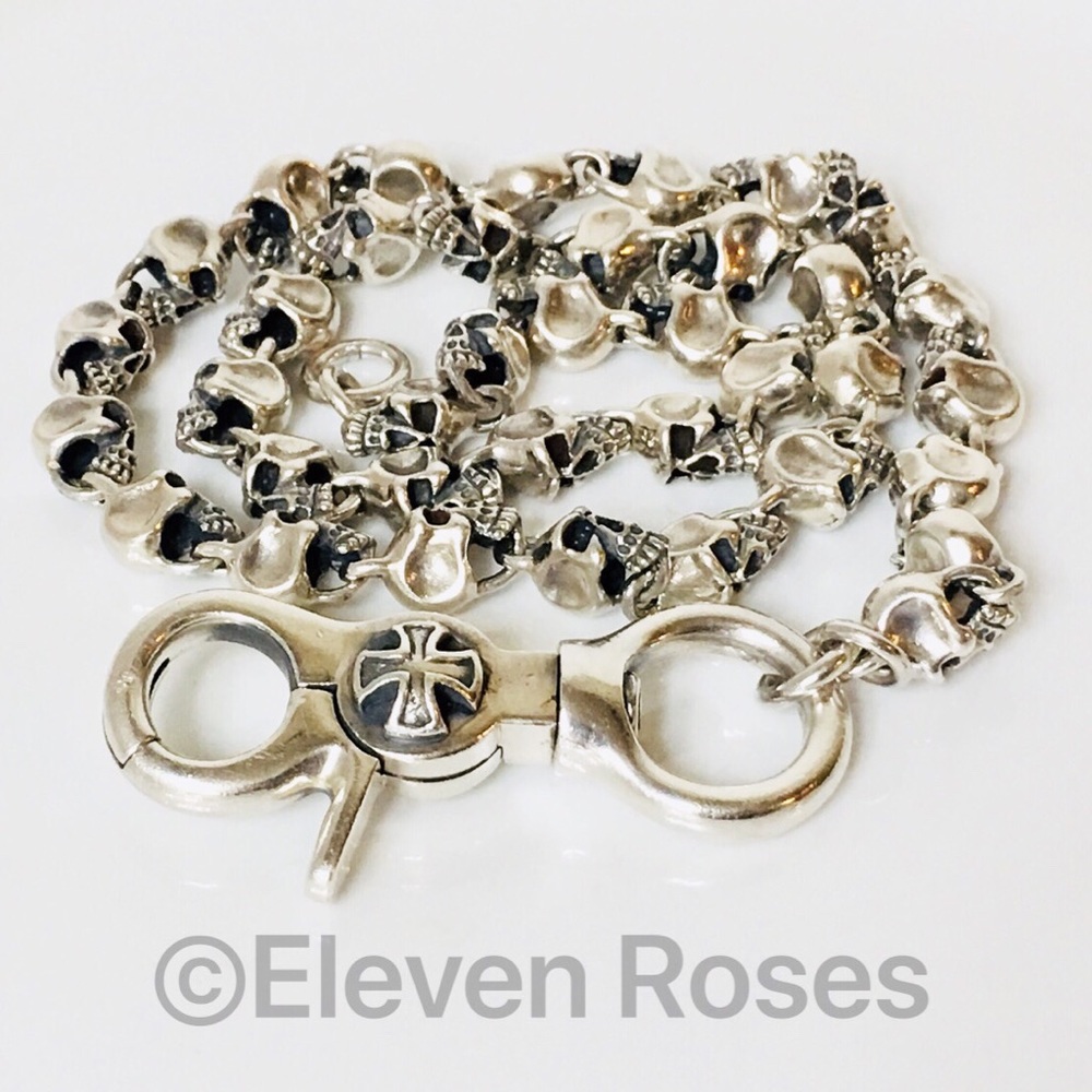 Sterling Silver Skull Link Biker Wallet Chain - Picture 6 of 6